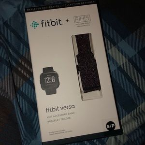 fitbit versa rose gold metallic knit band